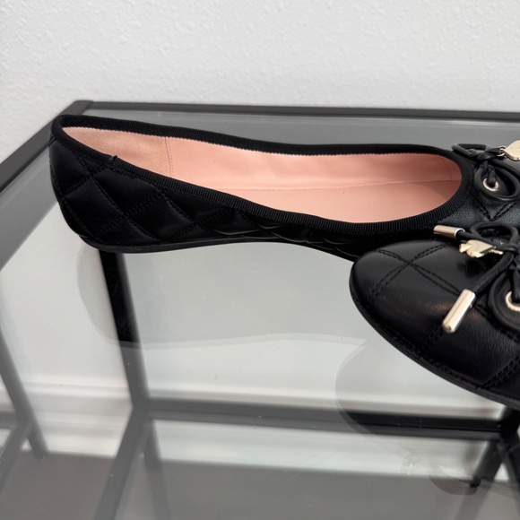 Kate Spade Pauline Quilted Black Ballet bow Flats Size 8 - Picture 11 of 15